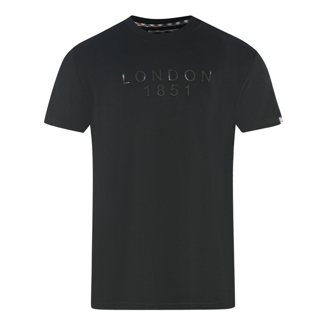 Aquascutum London 1851 Tape Logo Black T Shirt