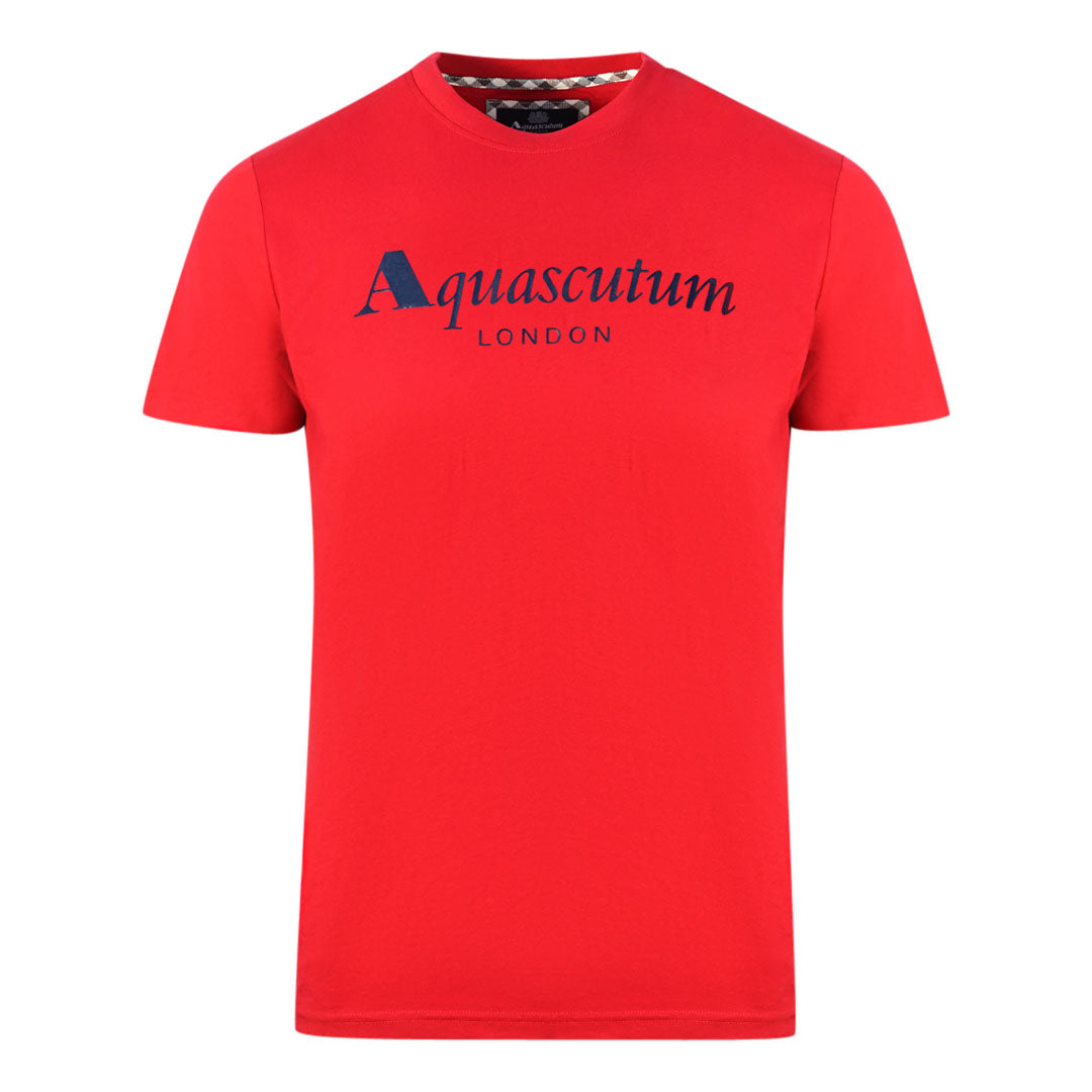 Aquascutum London Brand Logo Red T-Shirt T00323