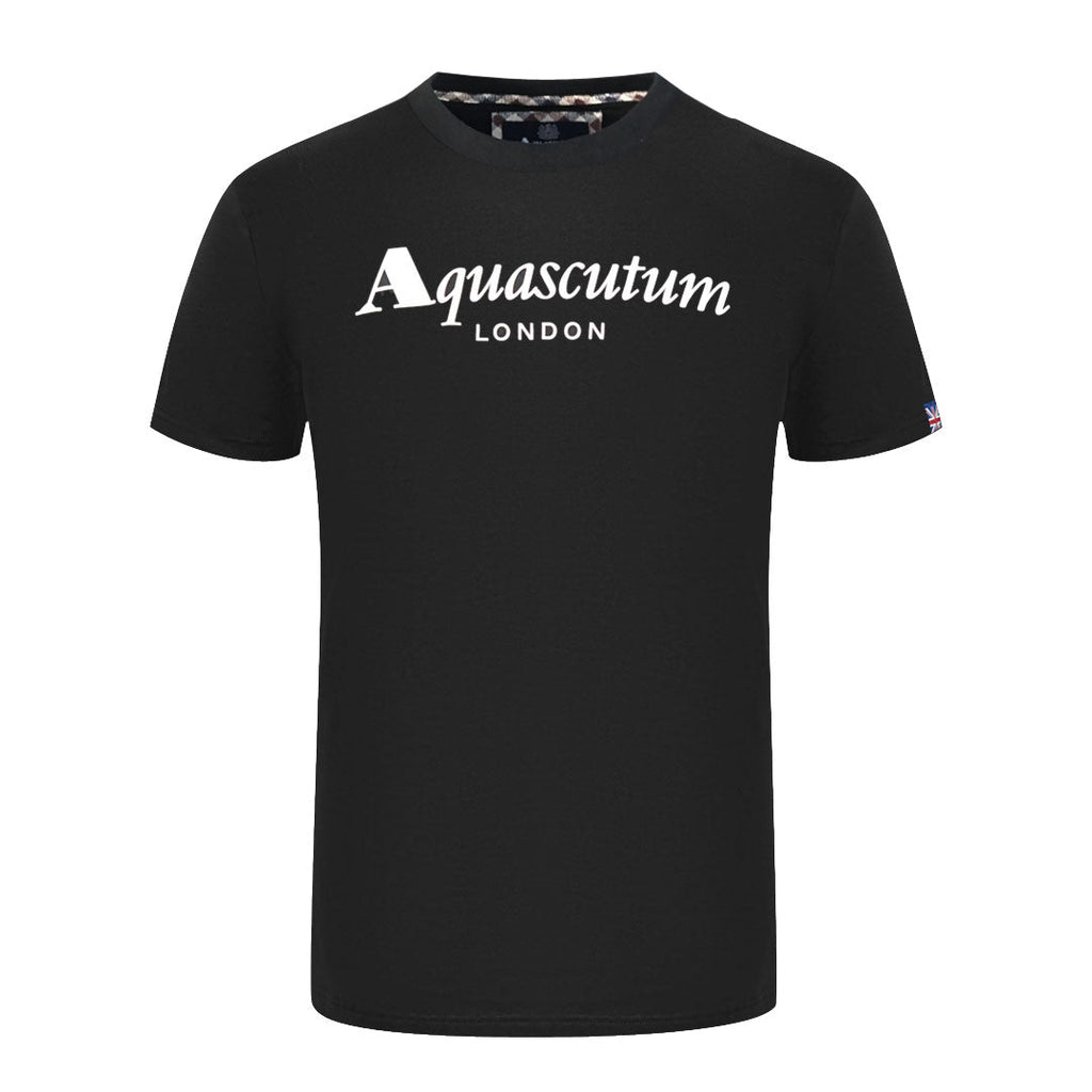 Aquascutum London Brand Logo Black T-Shirt T00323 99