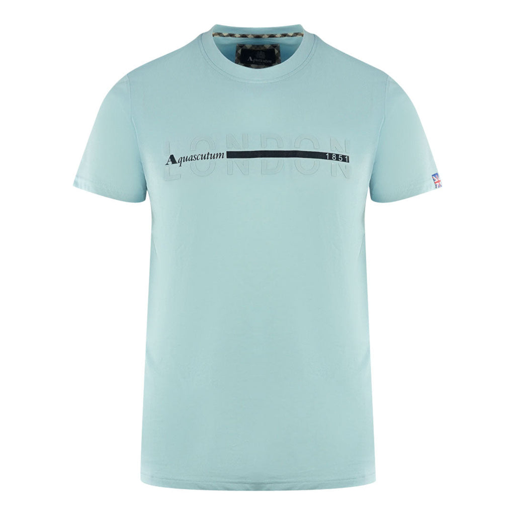Aquascutum London 1851 Split Logo Sky Blue T-Shirt T00423 78