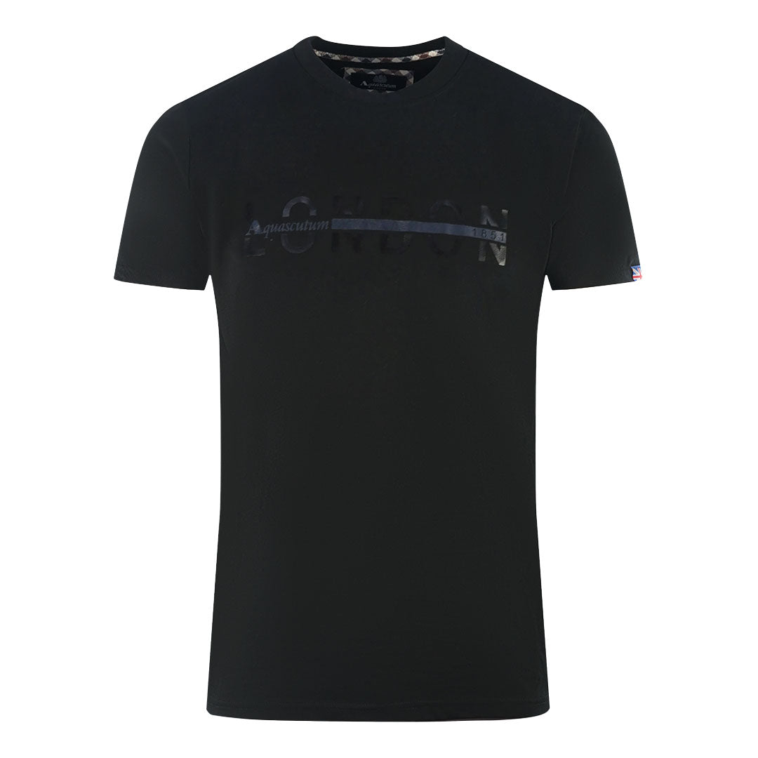 Aquascutum London 1851 Split Logo Black T Shirt