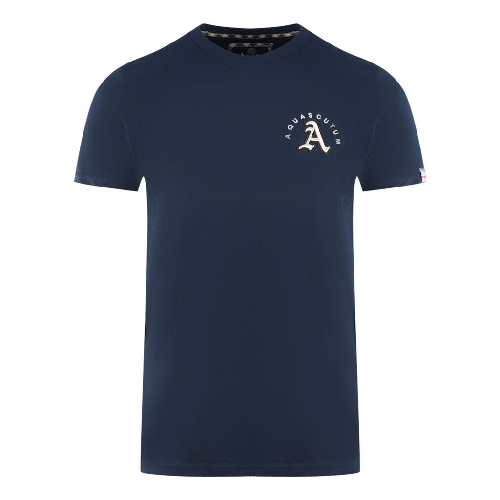 Aquascutum London Embroidered A Logo Navy Blue T Shirt