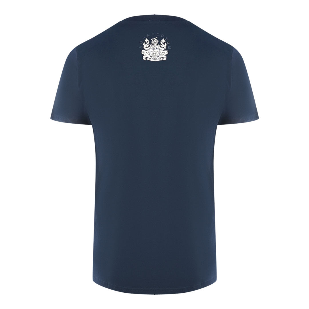 Aquascutum London Embroidered A Logo Navy Blue T Shirt