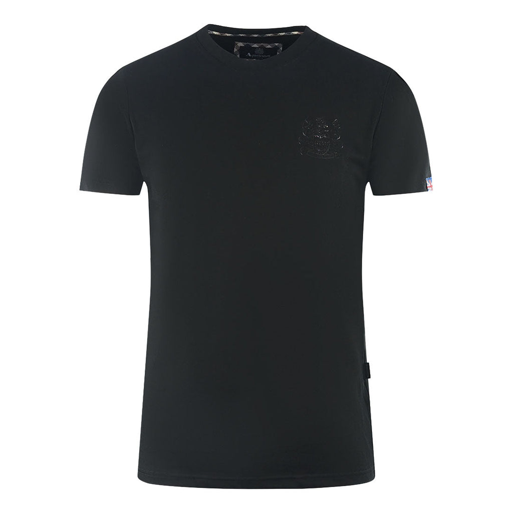 Aquascutum London Tonal Aldis Logo Black T Shirt