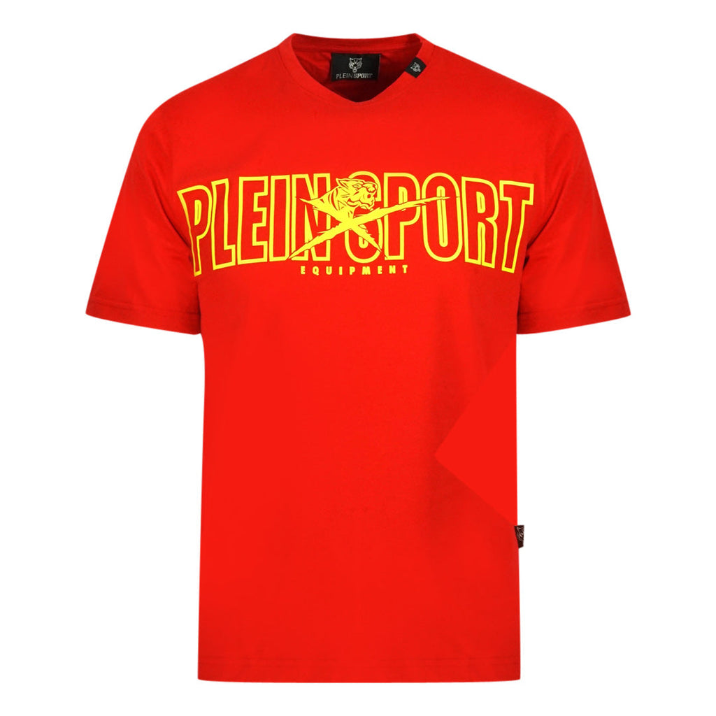 Plein Sport Bold Branded Logo Red T Shirt