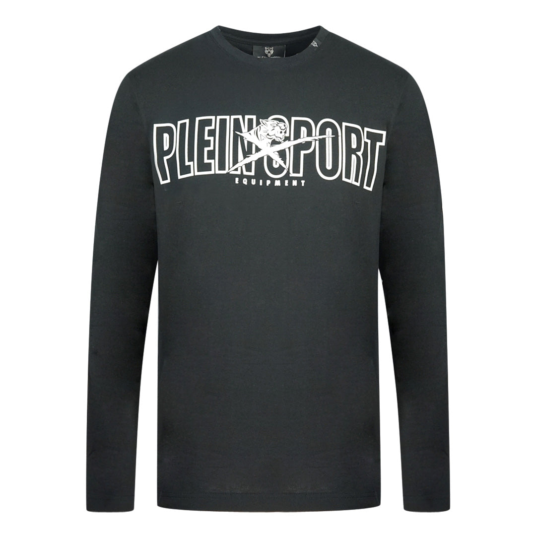 Plein Sport Bold Branded Logo Black Long Sleeved T Shirt