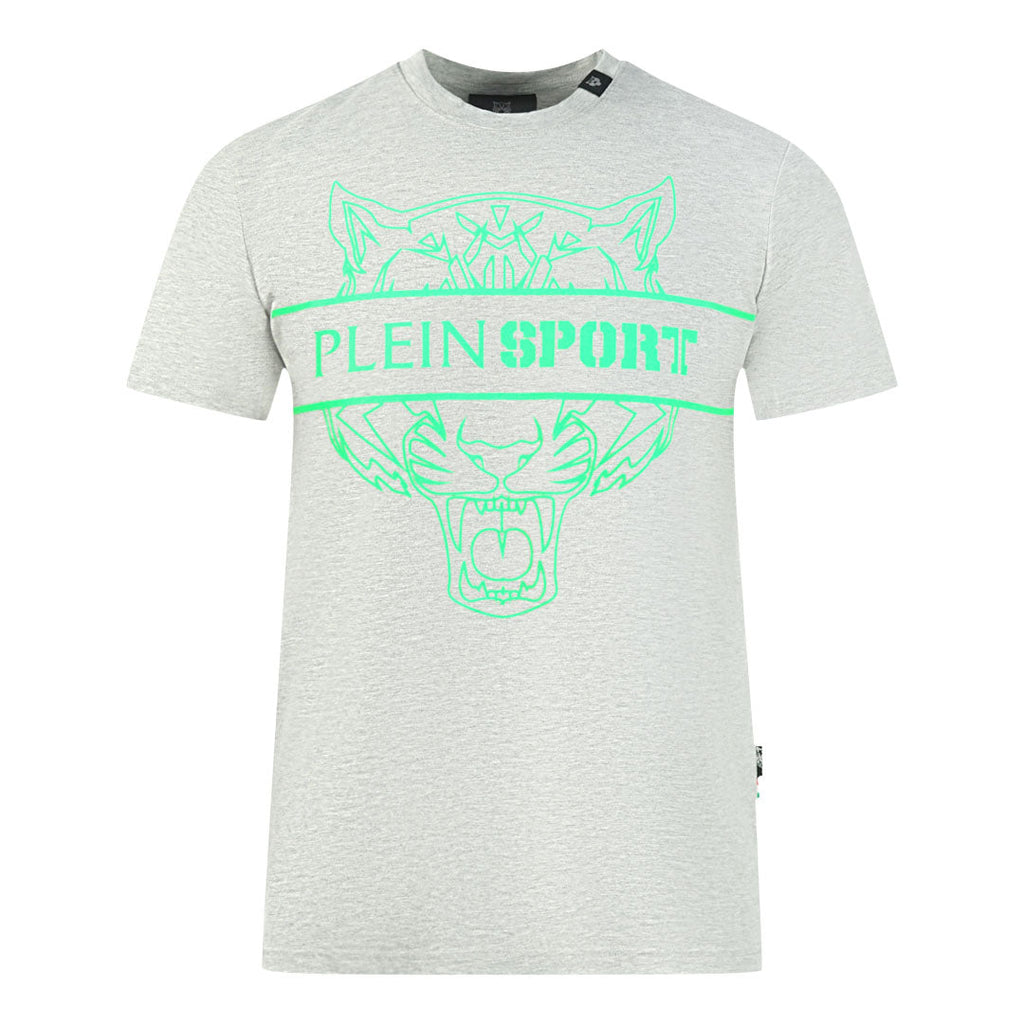 Plein Sport Tigerhead Bold Logo Grey T Shirt