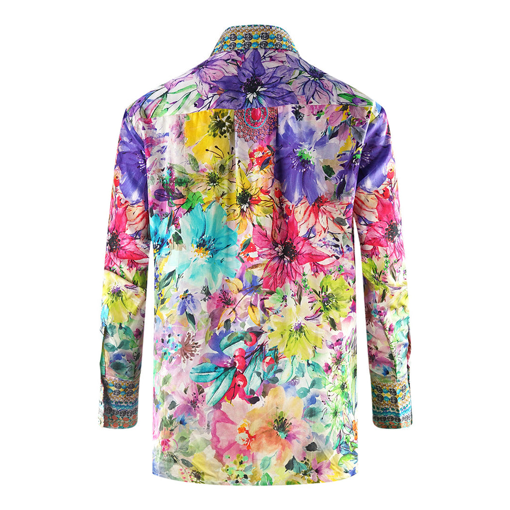 Inoa Tivoli Gardenia 12009 Multicoloured Long Sleeve Blouse Silk Shirt Tivoli Gardenia 12009 collar Shirt