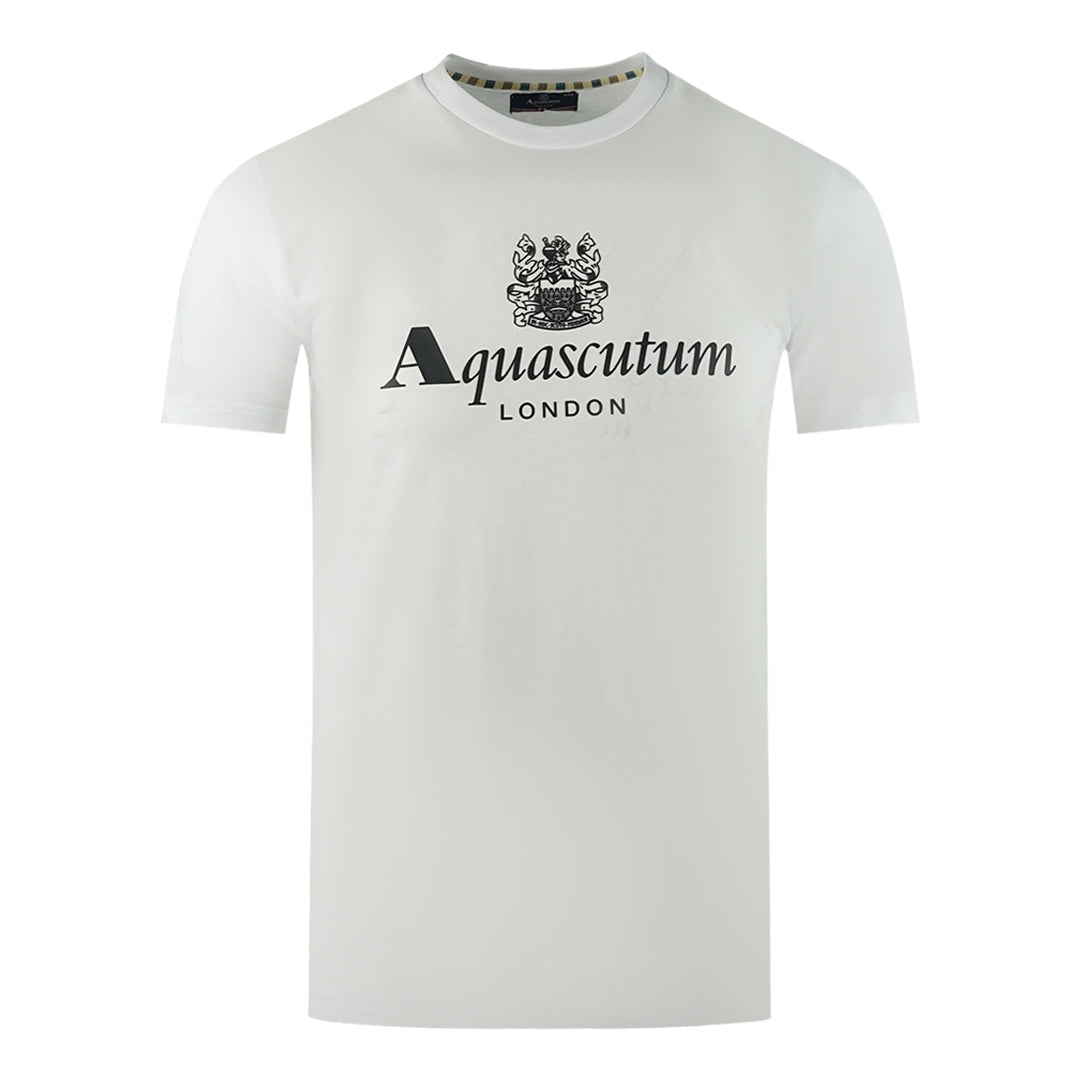 Aquascutum London Aldis Brand Logo White T Shirt Ts002 01 - Style Centre Wholesale