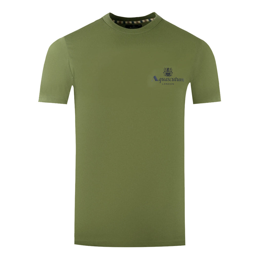 Aquascutum London Aldis Brand Logo On Chest Army Green T Shirt