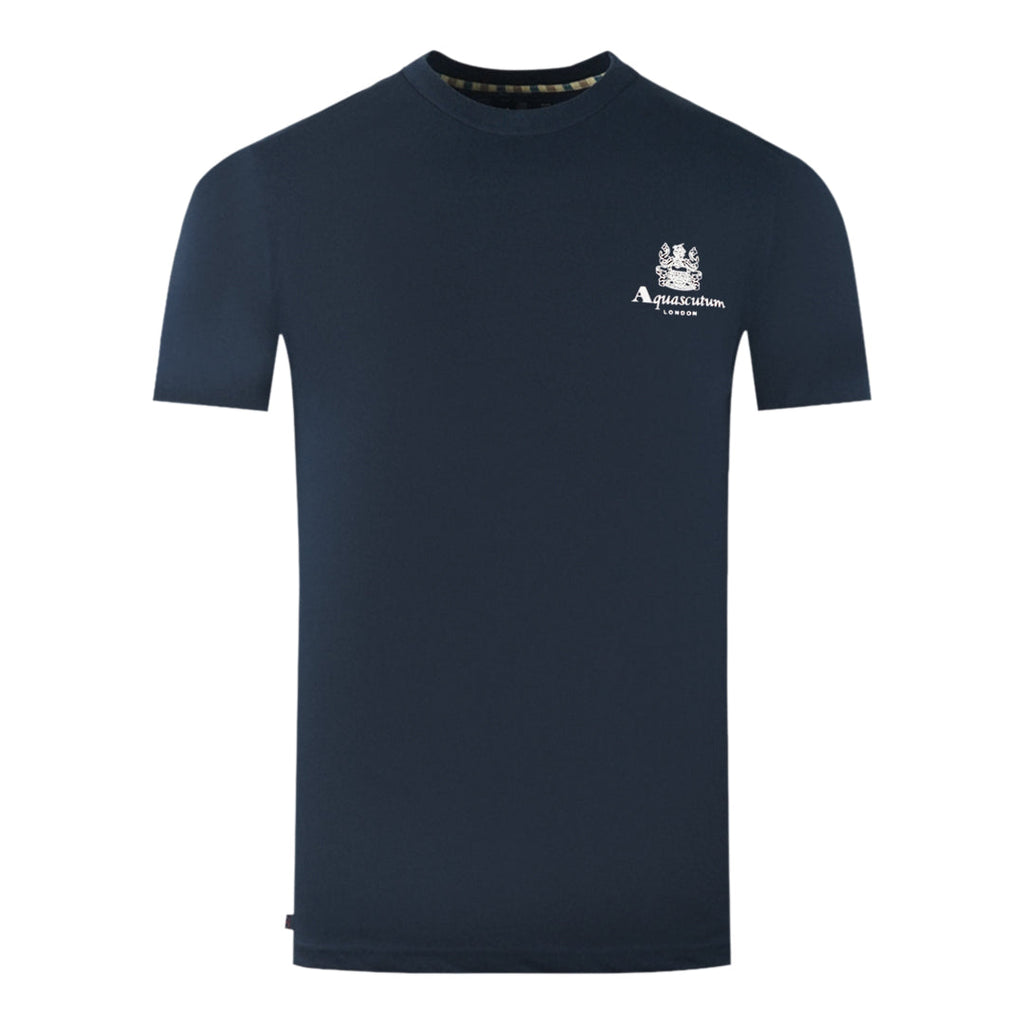 Aquascutum London Aldis Brand Logo On Chest Navy Blue T Shirt