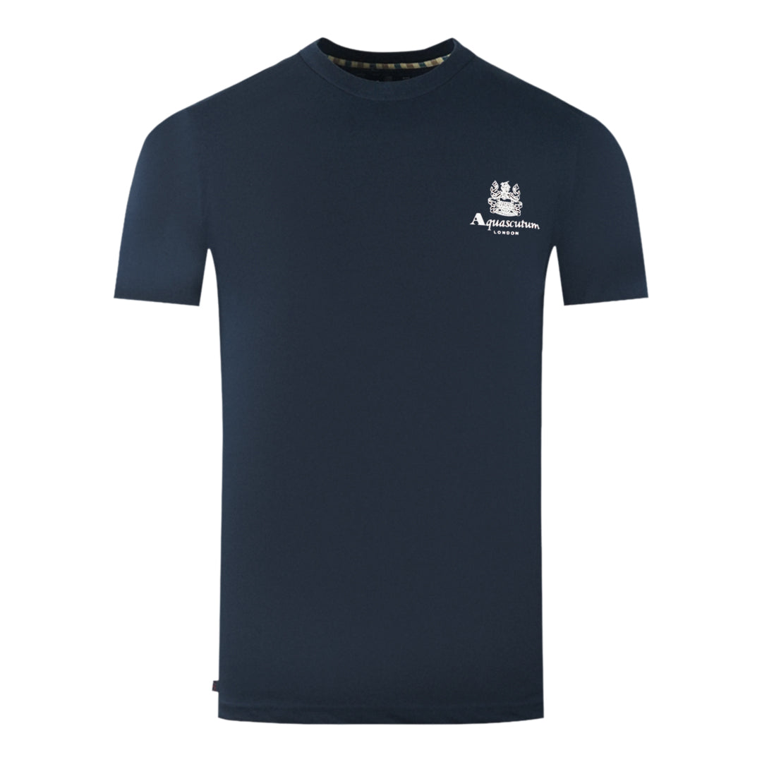 Aquascutum London Aldis Brand Logo On Chest Navy Blue T Shirt