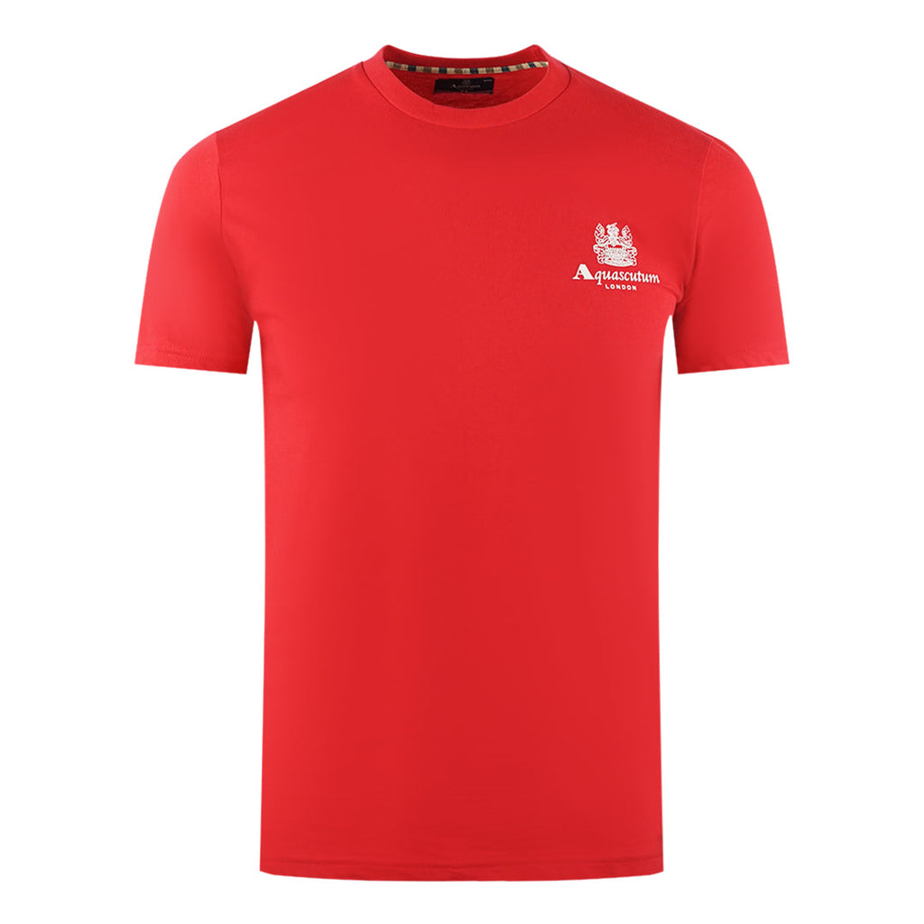 Aquascutum London Aldis Brand Logo On Chest Red T-Shirt TS004 13