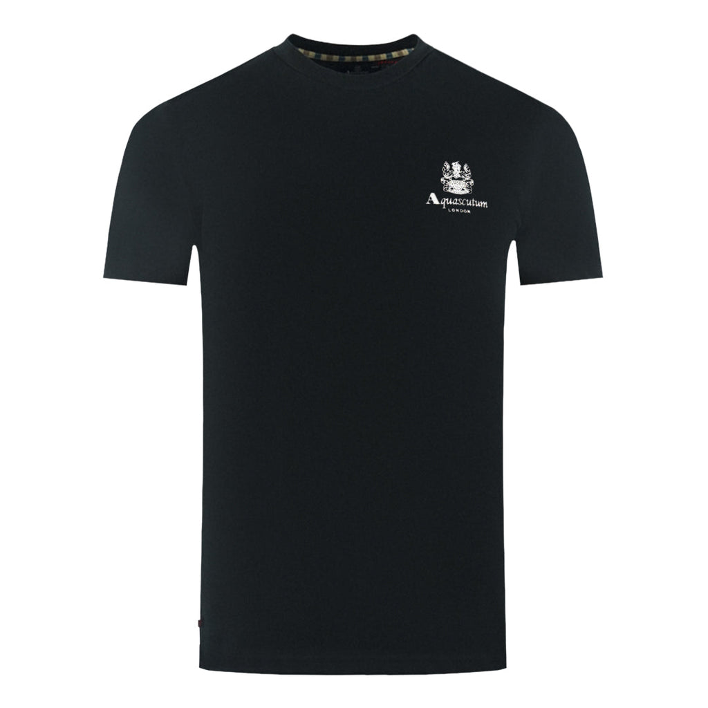 Aquascutum London Aldis Brand Logo On Chest Black T Shirt