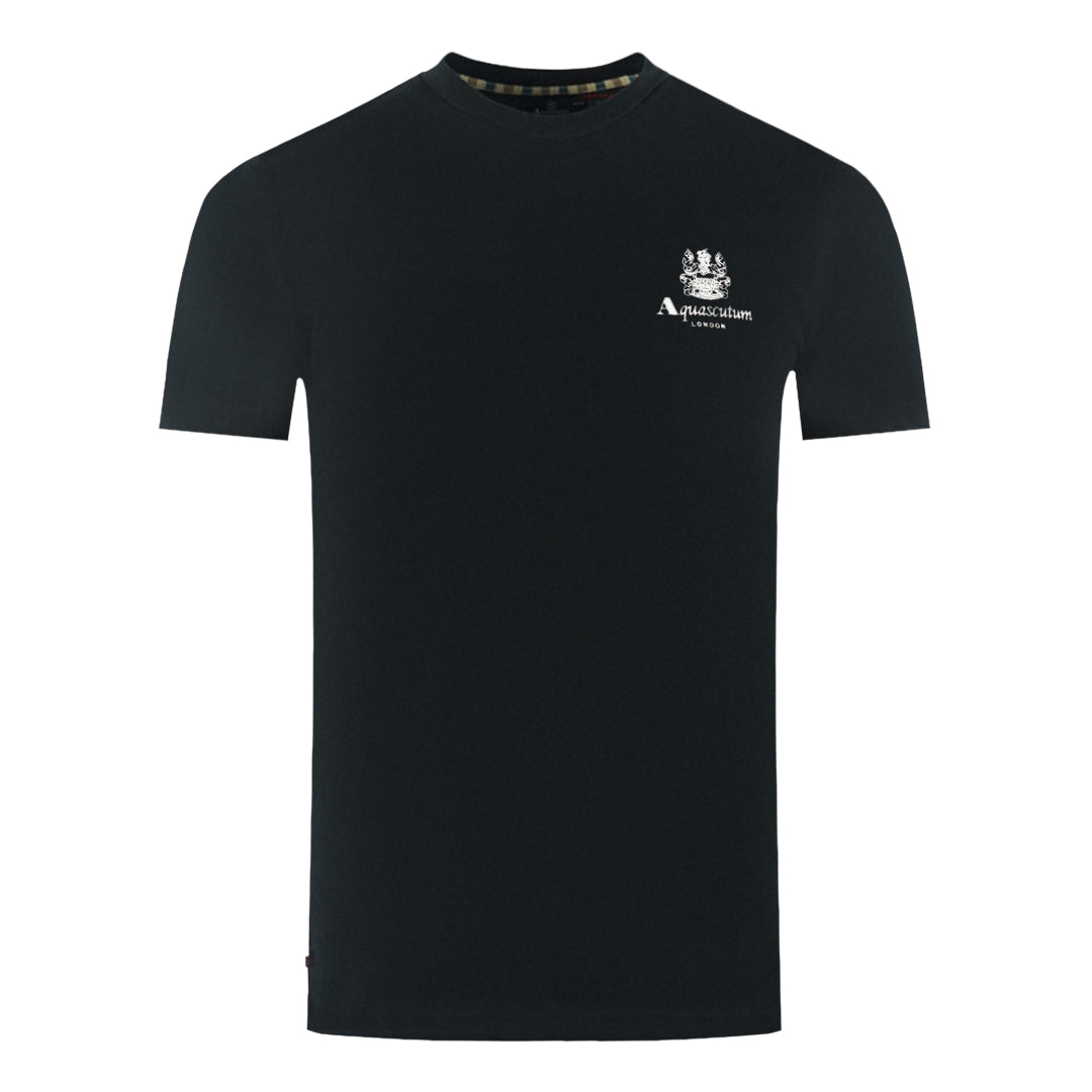 Aquascutum London Aldis Brand Logo On Chest Black T Shirt
