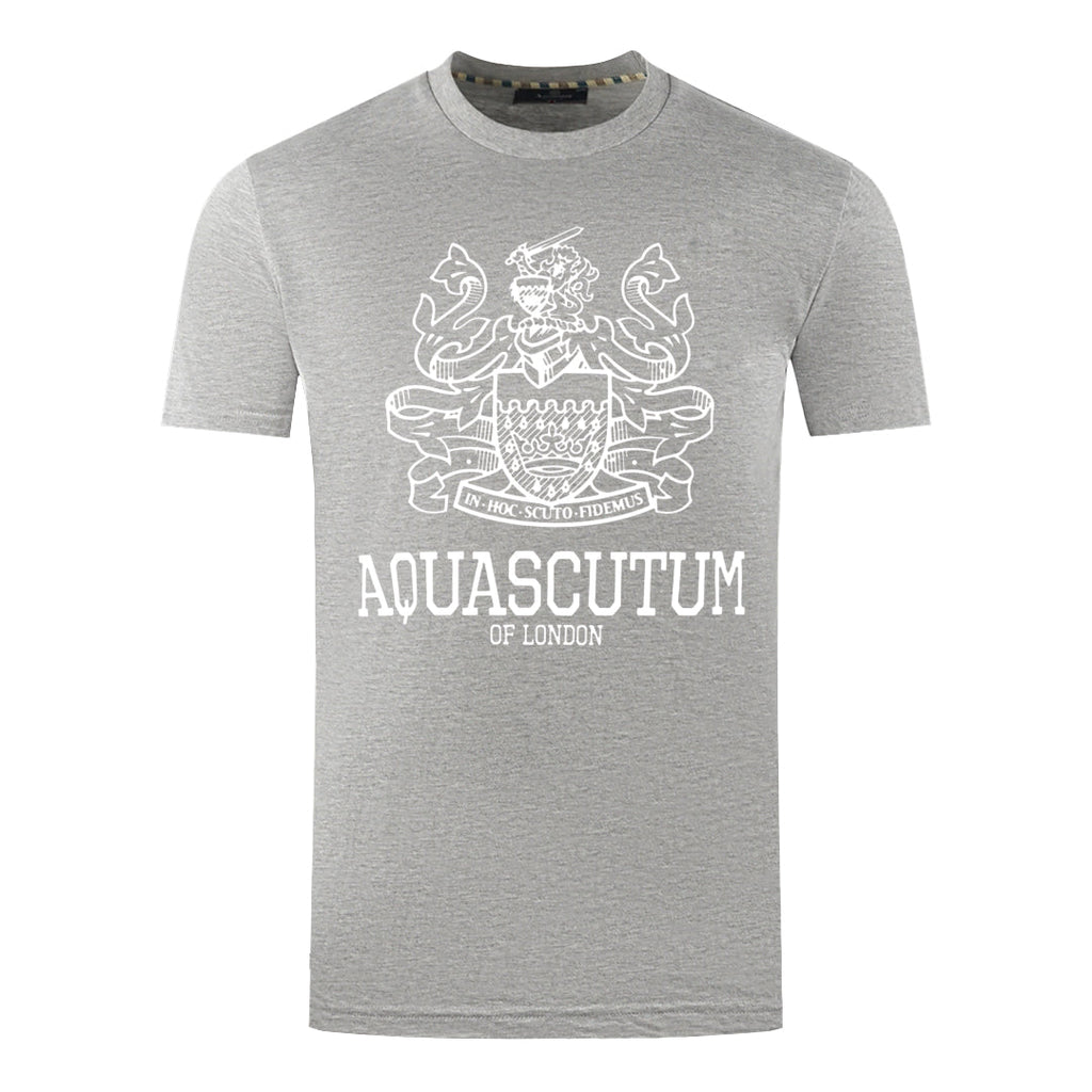 Aquascutum Large Bold London Aldis Brand Logo Grey T Shirt