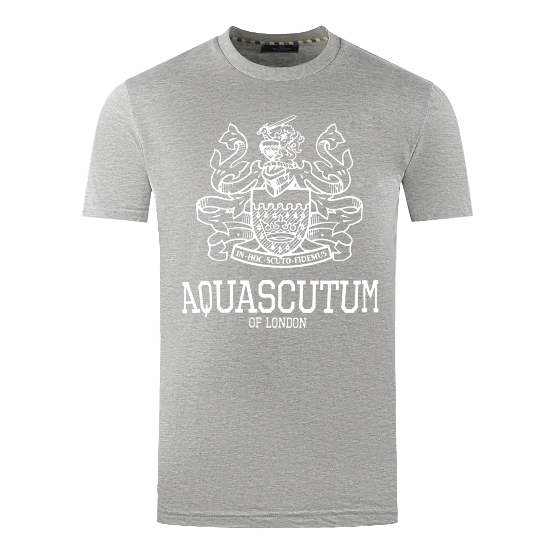 Aquascutum Large Bold London Aldis Brand Logo Grey T Shirt