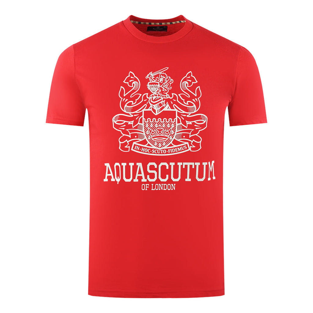 Aquascutum Large Bold London Aldis Brand Logo Red T Shirt