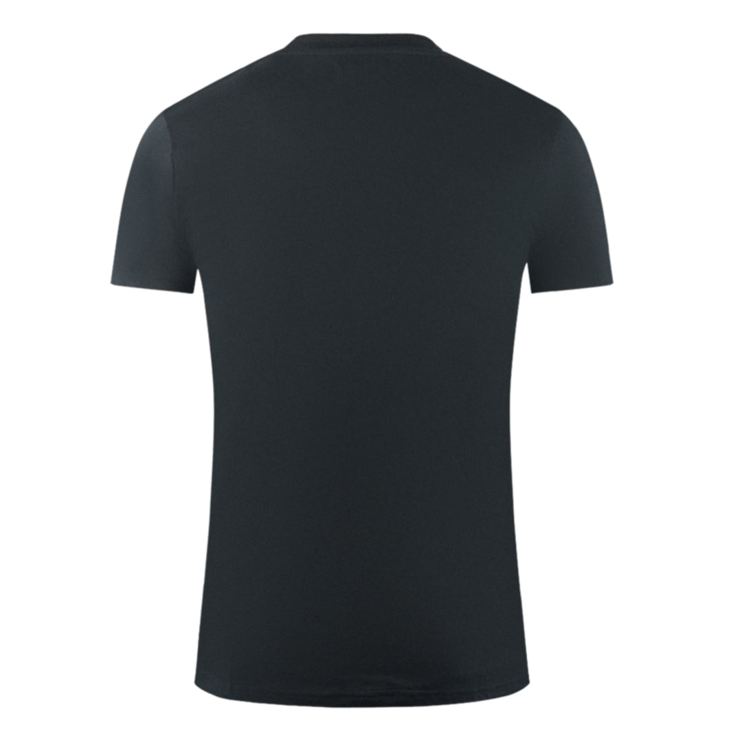 Aquascutum Large Bold London Aldis Brand Logo Black T-Shirt TS006 16