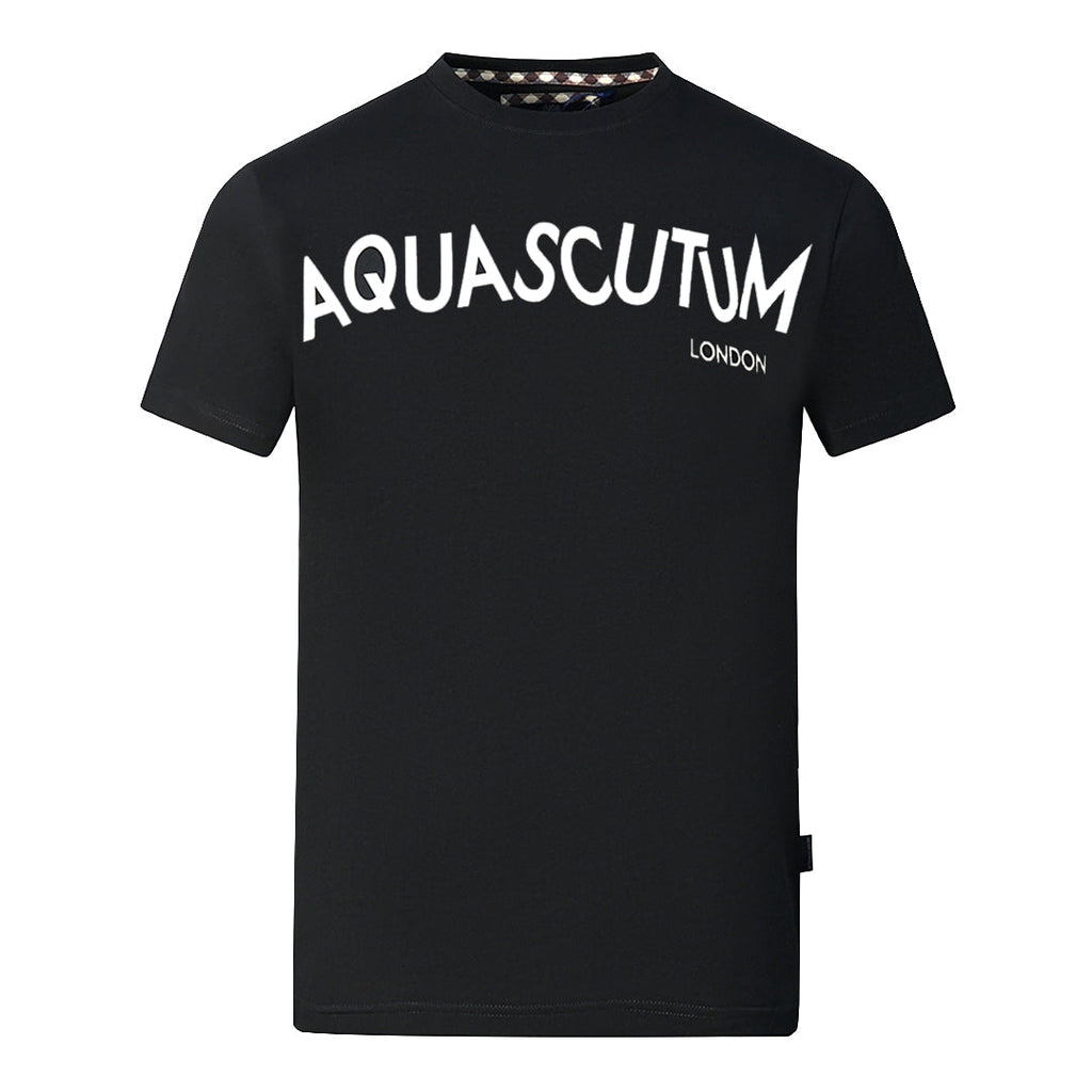 Aquascutum Distorted Logo Black T Shirt - Style Centre Wholesale