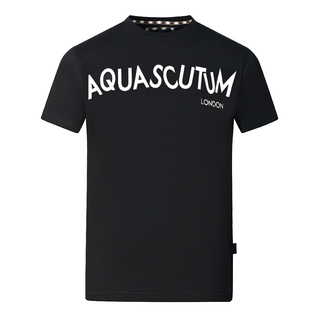 Aquascutum Distorted Logo Black T Shirt - Style Centre Wholesale