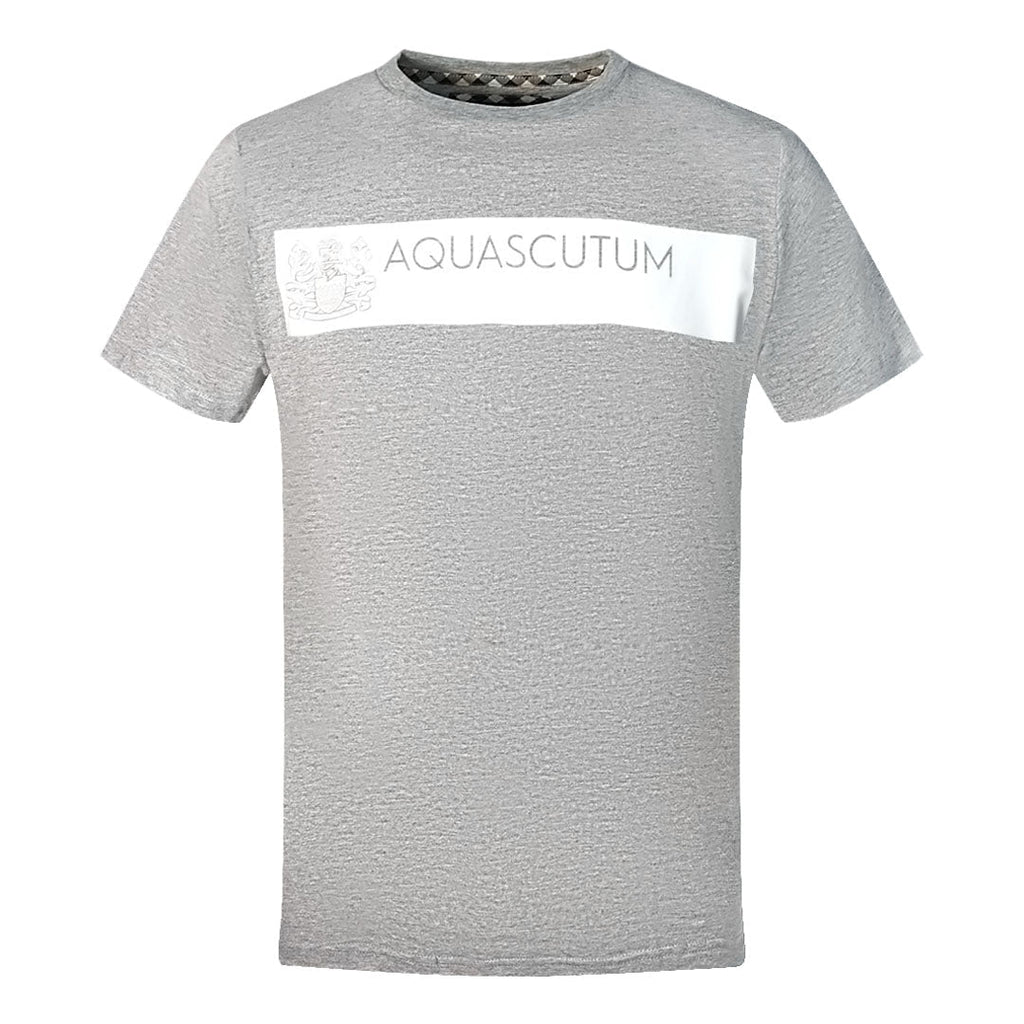Aquascutum Block Brand Logo Grey T Shirt