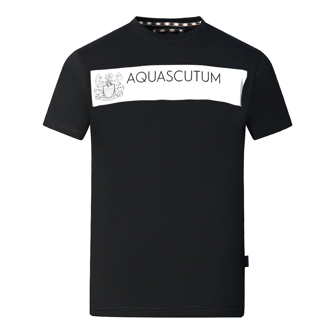 Aquascutum Block Brand Logo Black T Shirt