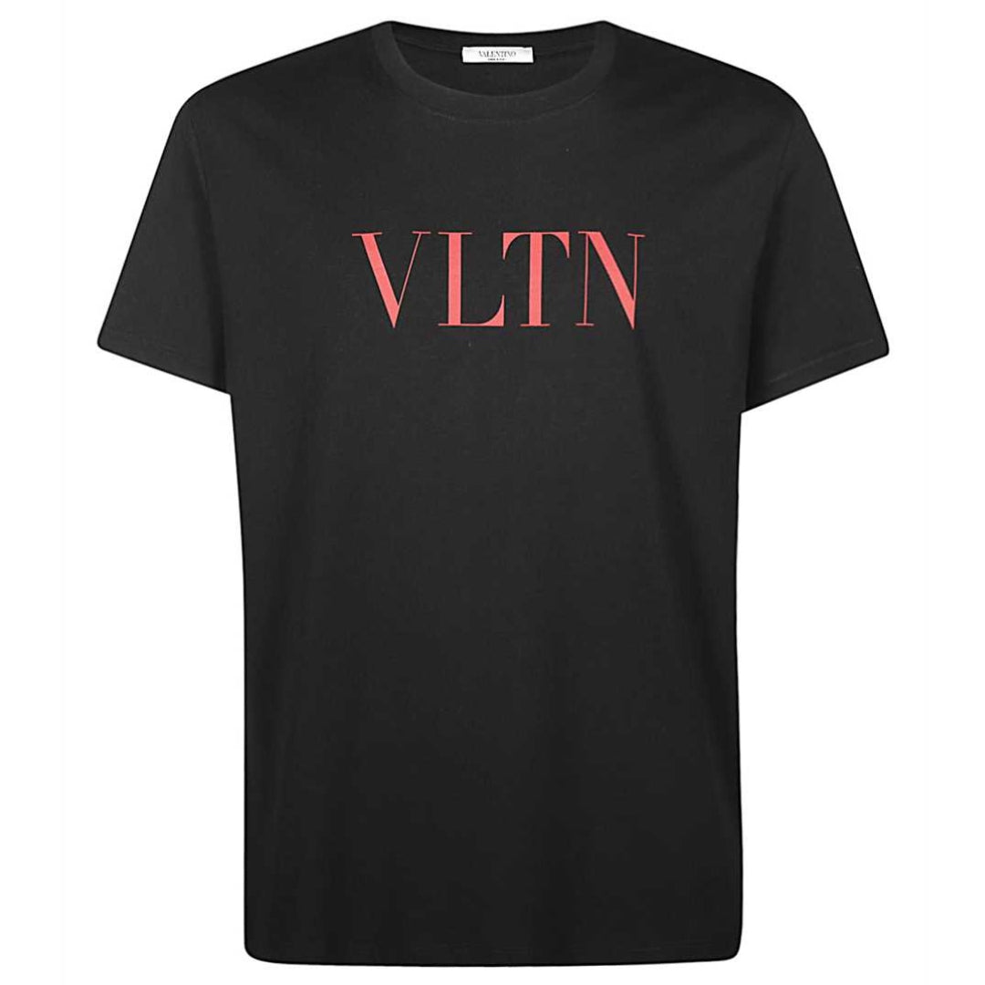 Valentino Red Vltn Print Logo Black T Shirt