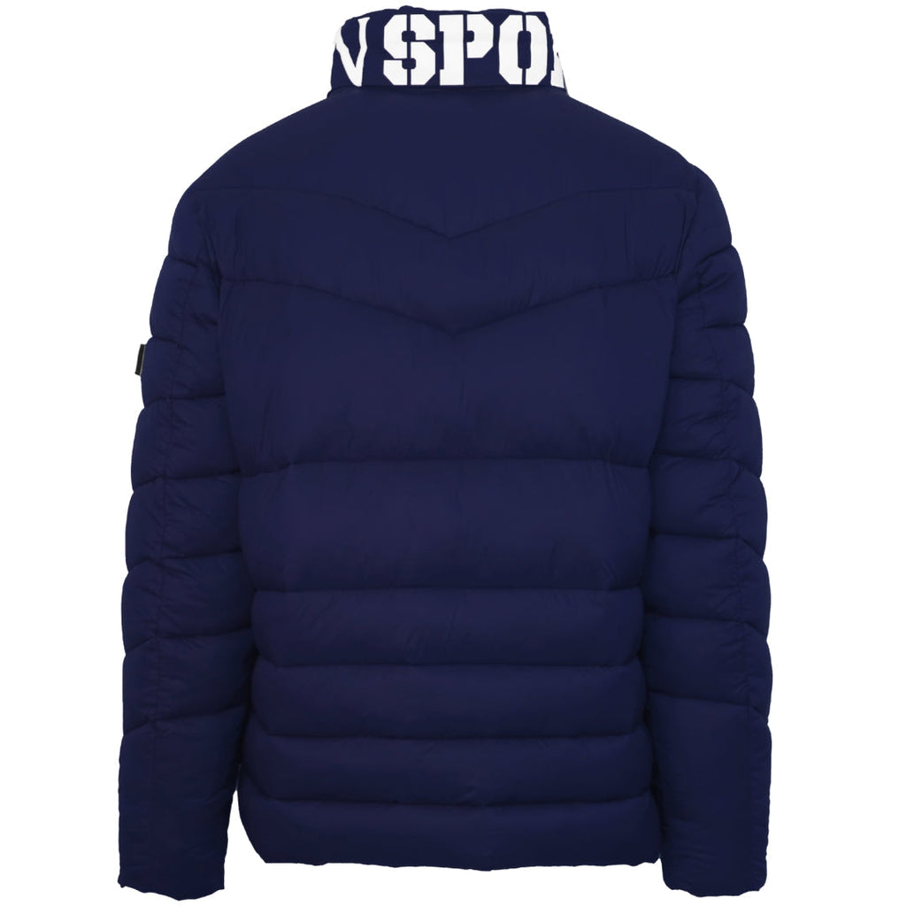 Plein Sport Padded Bold Logo Navy Blue Jacket