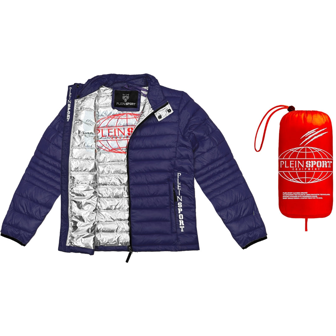 Plein Sport Plain Padded Navy Blue Jacket