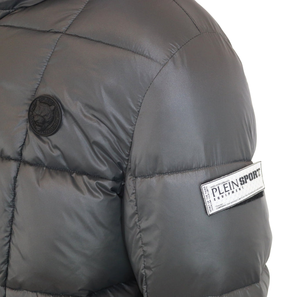 Plein Sport Small Circle Logo Quilted Black Jacket