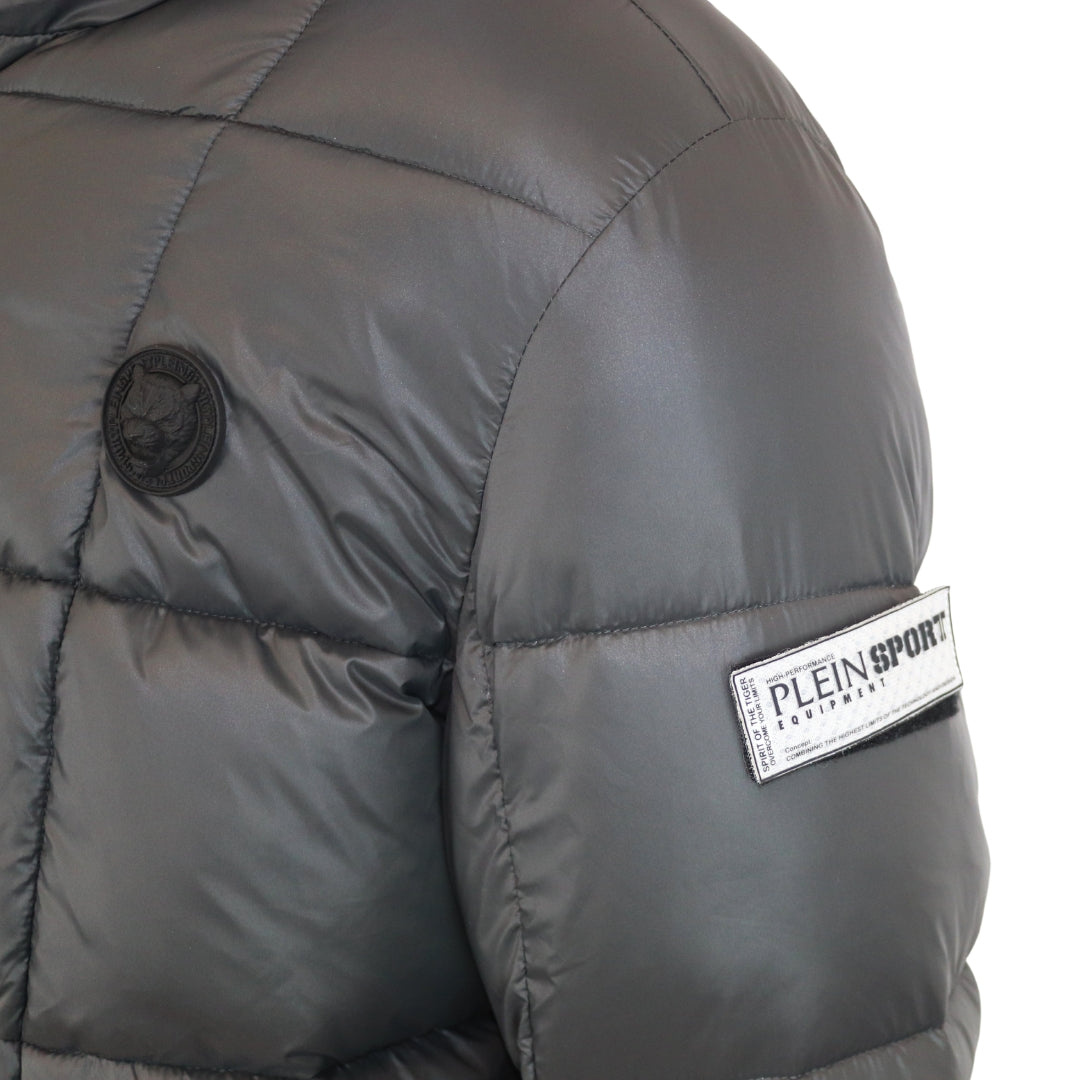 Plein Sport Small Circle Logo Quilted Black Jacket