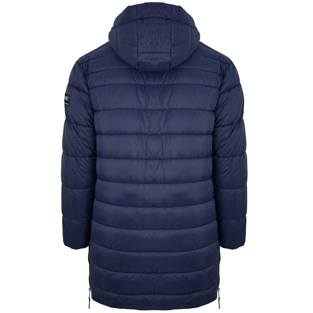 Plein Sport Padded Small Circular Logo Branded Navy Blue Long Jacket