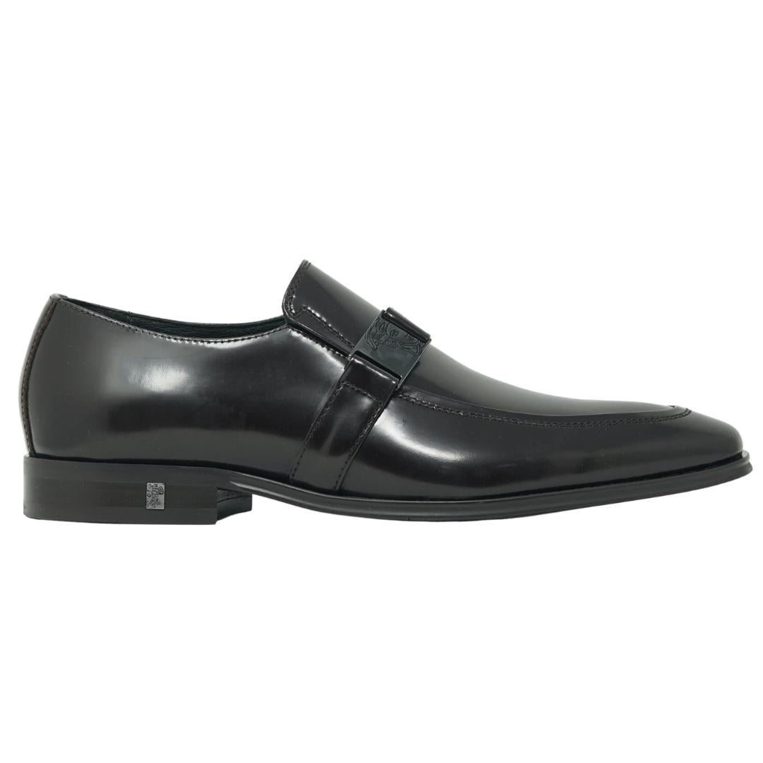 Versace Collection Buckle Logo Leather Brown Shoes - Nova Clothing