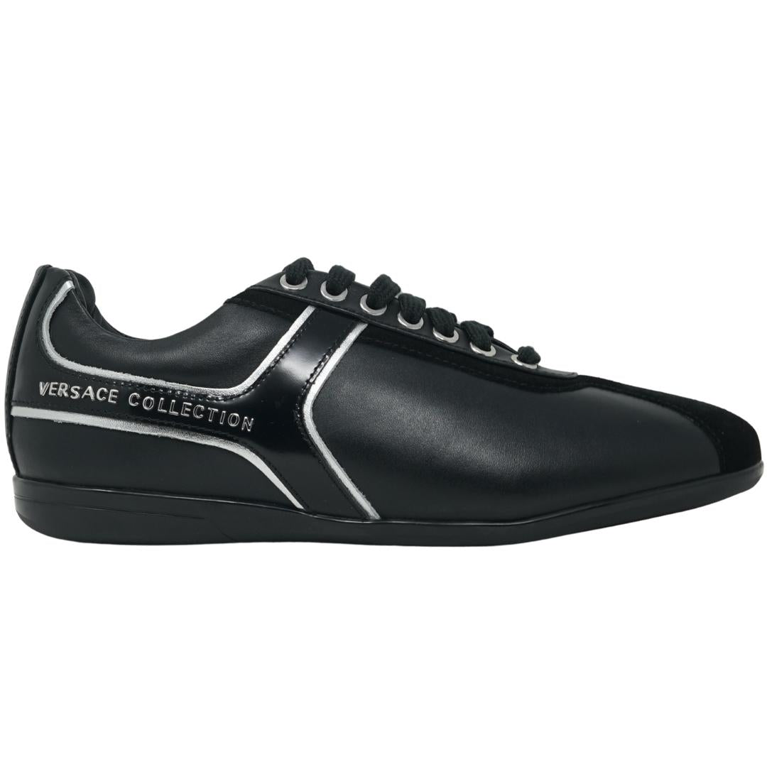 Versace Collection Logo Low Cut Black Sneakers - Nova Clothing