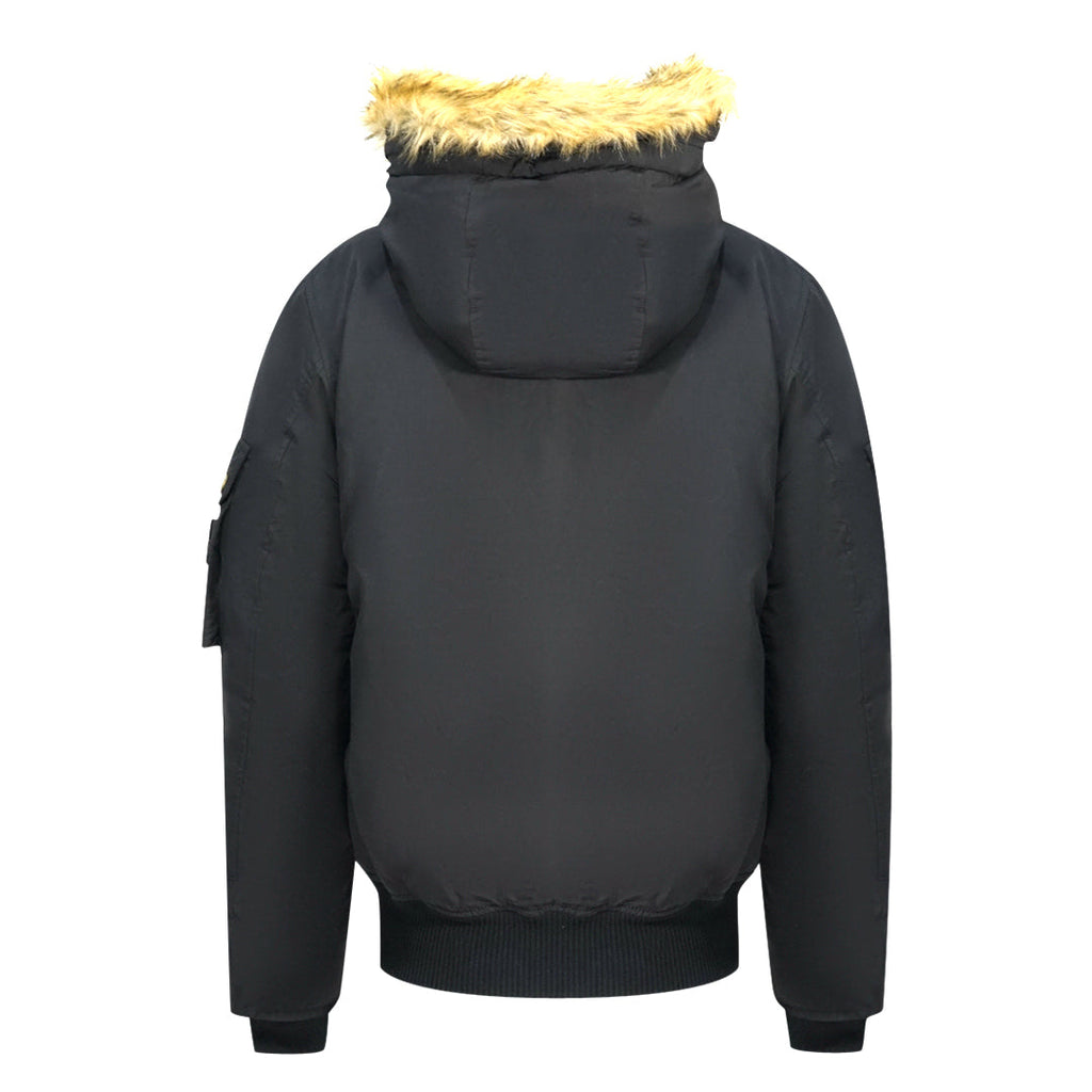 Diesel W Jame 21 Faux Fur Trimmed Black Bomber Jacket