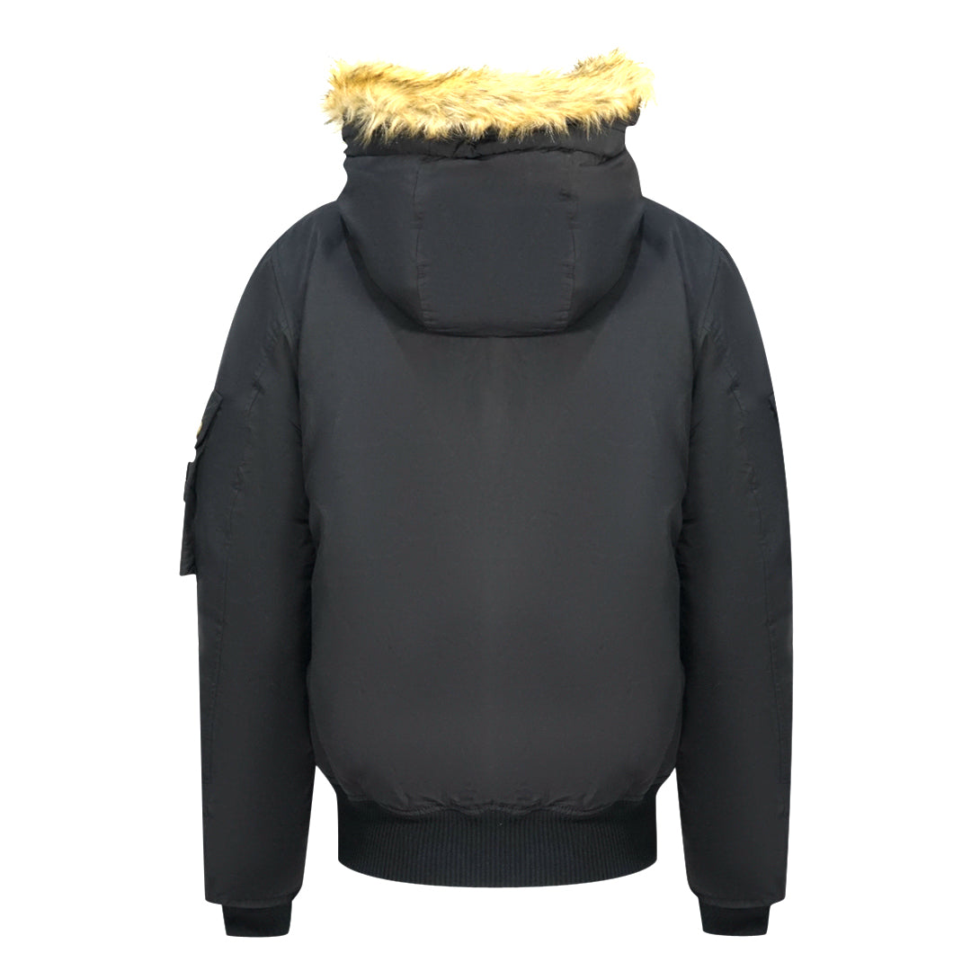 Diesel W Jame 21 Faux Fur Trimmed Black Bomber Jacket